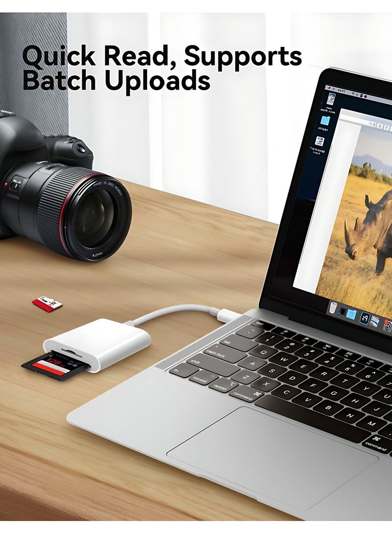 يو إس بي USB C SD Card Reader for iPhone 15 16/iPad/MacBook/Mac, xdgeLoad USB-C Type C SD Reader Supports SD and MicroSD Memory Card Adapter, Trail Camera Viewer Plug and Play - 2 Slots - Image 5