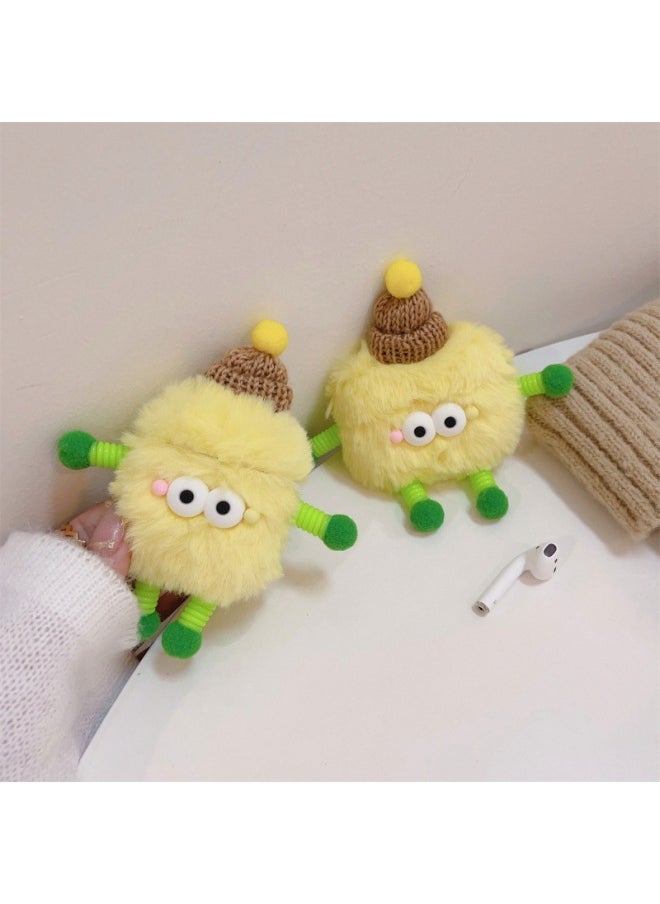 Generic - Cute Cartoon Plush Spring Airpods4 Pro Headphone Case For Apple 2 3 Generation Bluetooth Protective Case-Color:Yellow Plush Spring Headphone Cover-Applicable Model:airpods 1/2 Generation - Image 1