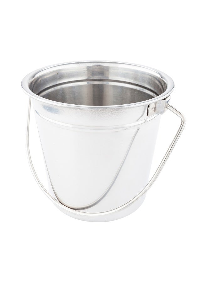 Restaurantware 28 Ounce Metal Bucket, 1 Round Silver Pail - With Handle, Food Safe, Silver Stainless Steel Large Metal Bucket, Smooth Finish, For Meals, Displays, Or Centerpieces  - Image 1