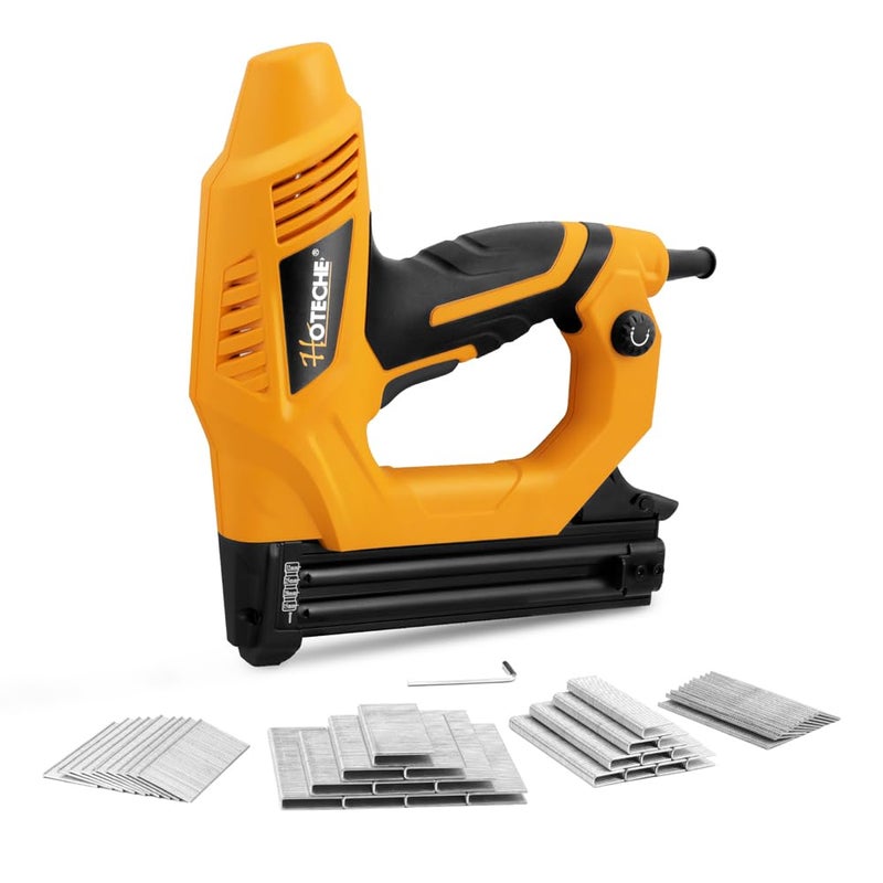 Hoteche 18GA 2-in-1 Electric Brad Nailer/Stapler 19/32-Inch to 1-1/4 Inch Staple Gun Power Adjustable Nail Gun with 2000Pcs Brad Nails& Staples for Home Upholstery and Woodworking - Image 1