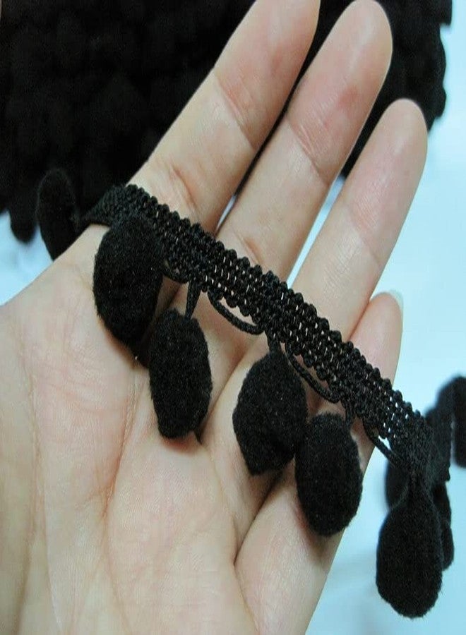 PREMDAS LACES Premdas lace pom pom Trim, Bobble Trim, pom pom Trim for Clothing, Accessories, Home Decor, Retro Trim (9 Meter, Black) - Image 1