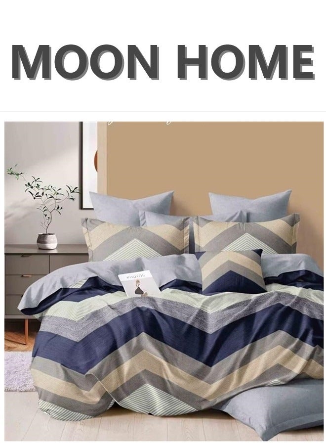MOON HOME King/Queen/Single size Soft and Breathable Microfiber Hypoallergenic Beautiful Design Duvet Cover Set ,set includes 1 Comforter Cover, 1 Fitted Bedsheet, 4 Pillowcases  - Image 1