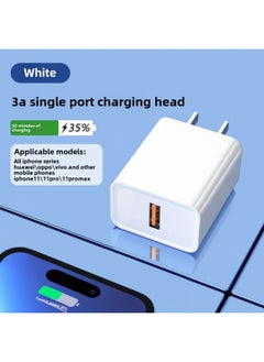 Generic 3C Certified 10W Fast Charging Three-Port Charger Applicable To Android Apple Mobile Phone Charging Head Multi-interface USB Medium-Color:15W Single Port Charger  Bare Metal  - Image 1