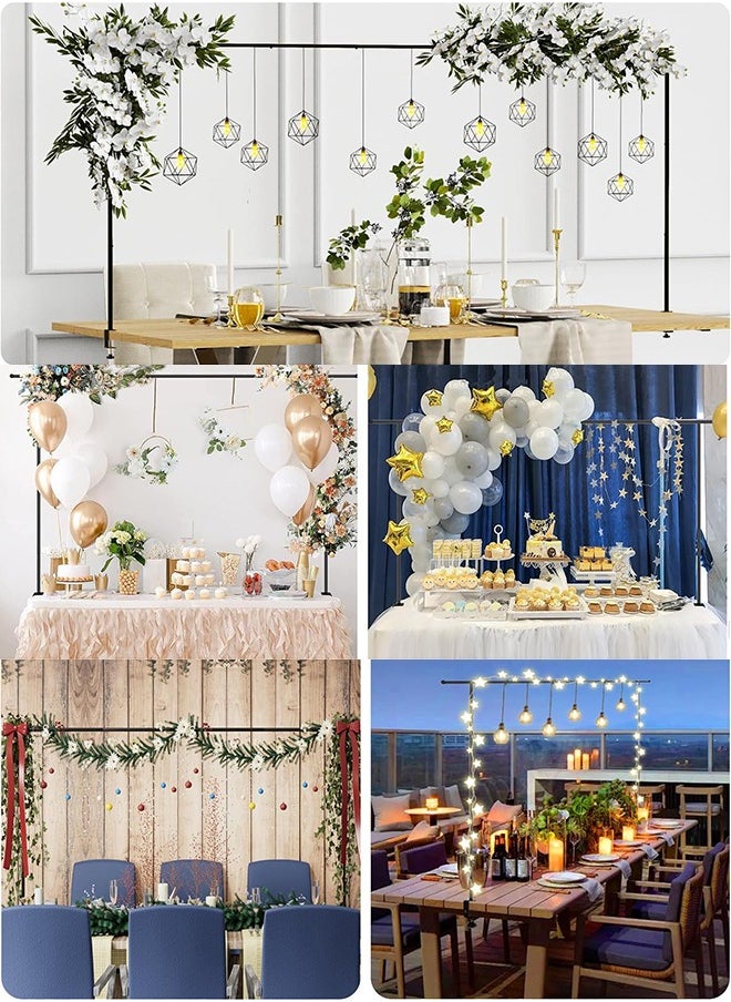 Garlo Over The Table Rod Stand with Clamps, Adjustable 71-108CM Tall 73-205CM Length, Black Table Arch Hanging for Wedding Birthday Party Decoration, Wedding Backdrop Stand  - Image 5