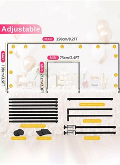 Garlo Over The Table Rod Stand with Clamps, Adjustable 71-108CM Tall 73-205CM Length, Black Table Arch Hanging for Wedding Birthday Party Decoration, Wedding Backdrop Stand  - Image 4
