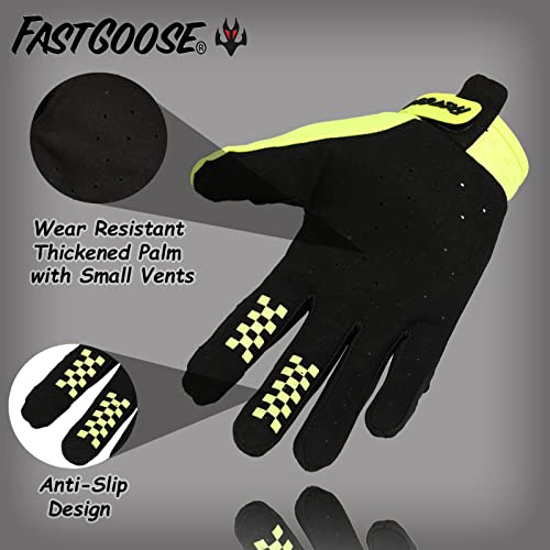 FASTGOOSE Dirt Bike Motocross Gloves - Motorbike Riding Bike Gloves for Off Road Racing & Cycling (Fluorescent Green, Large) - Image 3