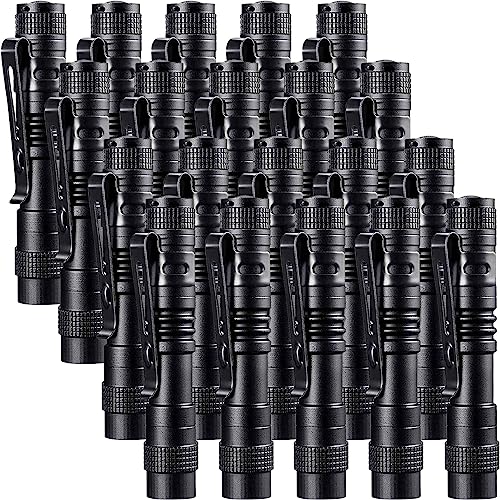 Beieverluck 20 Pack Pen Light Flashlight Mini Small Flashlight with Clip Waterproof LED Pocket Pen Flashlights for Camping, Inspection, Work, and Emergency(Small,Black) - Image 1