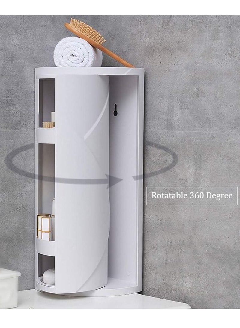 DubaiGallery 360 Rotating Makeup Organizer, White Multi Layer Storage Rack, Adjustable Bathroom Corner Shelf, for Bathroom Corner, Vanity Shelf Countertop  - Image 2