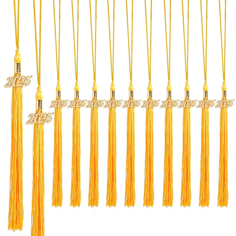 2025 Graduation Tassels12Pcs Cap Tassel Decoration with 2025 Year Gold Date CharmsGraduate Gifts for Ceremonies Souvenir High SchoolGold
