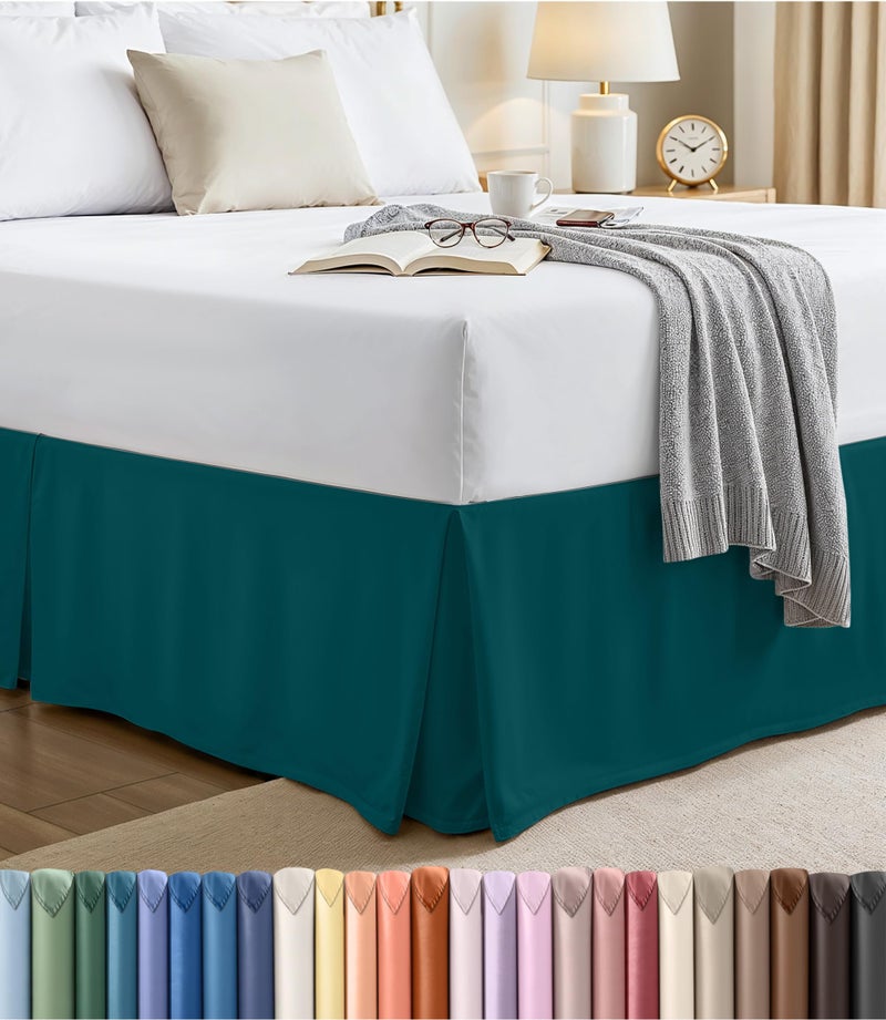 Utopia Bedding Queen Bed Skirt - Soft Quadruple Pleated Ruffle - Easy Fit with 16 Inch Tailored Drop - Hotel Quality, Shrinkage and Fade Resistant (Queen, Teal) - Image 1