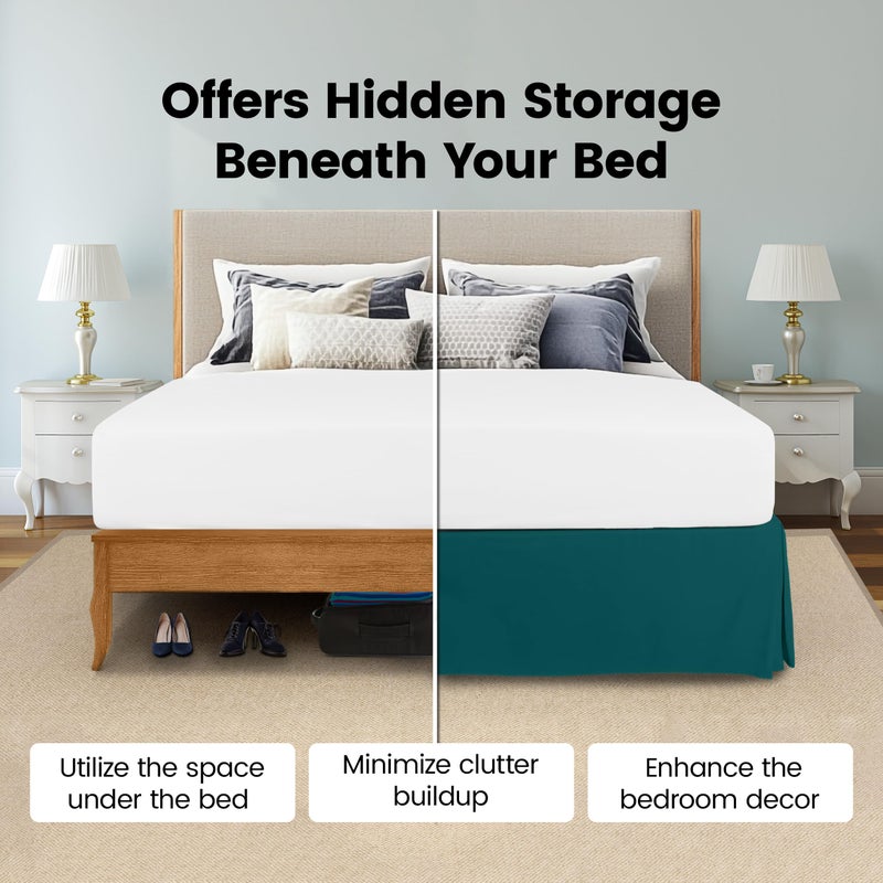 Utopia Bedding Queen Bed Skirt - Soft Quadruple Pleated Ruffle - Easy Fit with 16 Inch Tailored Drop - Hotel Quality, Shrinkage and Fade Resistant (Queen, Teal) - Image 3