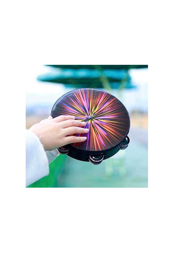 OriGlam 8 Inch Row Tambourine Hand Drum for Adults Kids Church Party (Pink)  - Image 2