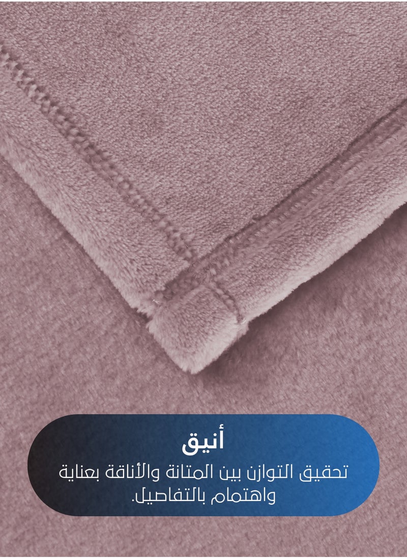 سيد المنسوجات المنزلية - بطانية مخمل خفيفه بمقاس مزدوج، سلسلة مورا، 350 جم/متر مربع، 260 × 240 سم، صوف إضافي فائق النعومة لجميع فصول السنة، يستخدم كغطاء للسرير بطانيات . - Image 1