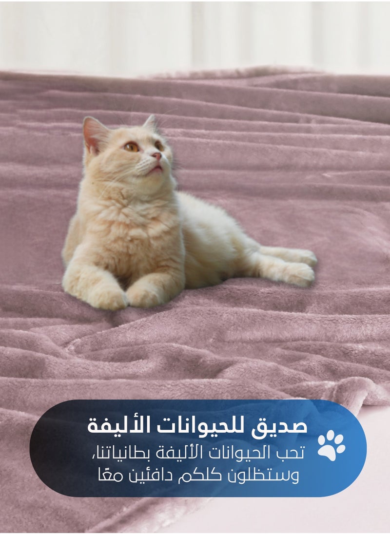 سيد المنسوجات المنزلية - بطانية مخمل خفيفه بمقاس مزدوج، سلسلة مورا، 350 جم/متر مربع، 260 × 240 سم، صوف إضافي فائق النعومة لجميع فصول السنة، يستخدم كغطاء للسرير بطانيات . - Image 1