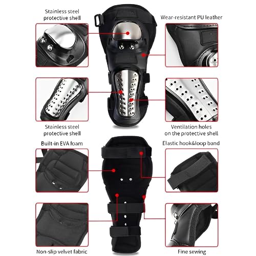 Autozap Stainless Steel Adjustable Riding Knee & Elbow Guard for Bikers | Riding Gear Men and Women (Pack of 4, Black ) - Image 4