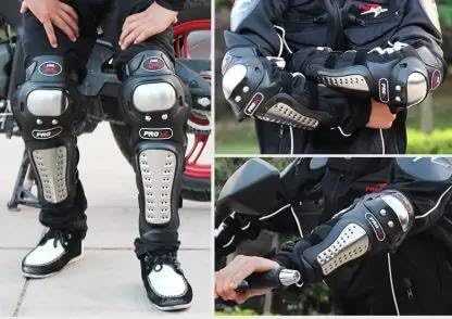 Autozap Stainless Steel Adjustable Riding Knee & Elbow Guard for Bikers | Riding Gear Men and Women (Pack of 4, Black ) - Image 5
