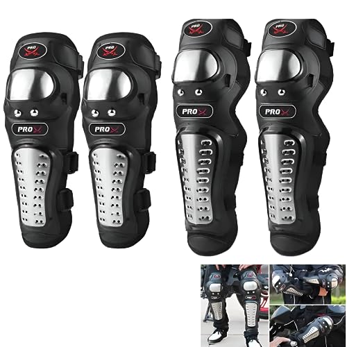 Autozap Stainless Steel Adjustable Riding Knee & Elbow Guard for Bikers | Riding Gear Men and Women (Pack of 4, Black ) - Image 1