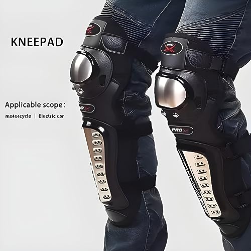 Autozap Stainless Steel Adjustable Riding Knee & Elbow Guard for Bikers | Riding Gear Men and Women (Pack of 4, Black ) - Image 2