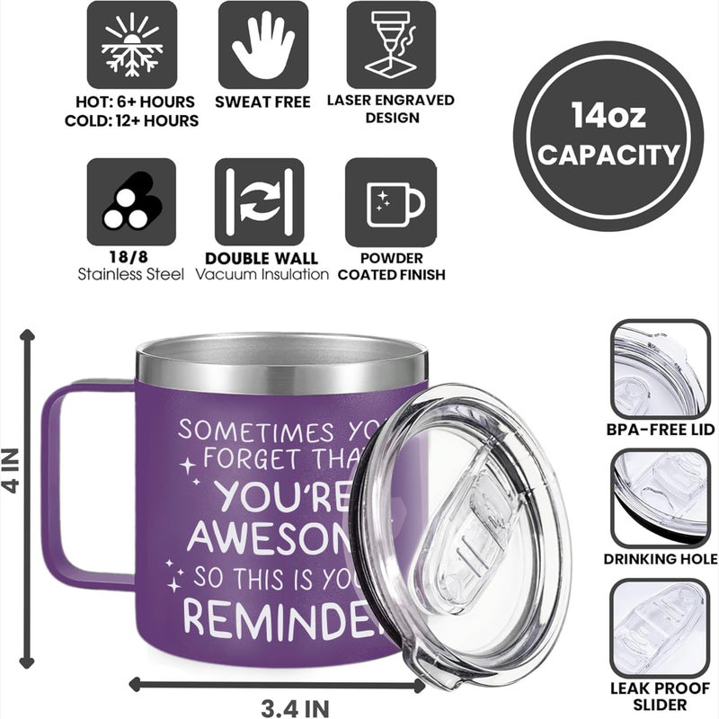 Gossby Thank You Gift For Women - 14Oz Insulated Tumbler Mug With Lid  Straw - Sometimes You Forget You 'Re Awesome - Appreciation  Inspirational Cheer Up Gift For Teacher  Boss  Coworker  Friend - Image 3
