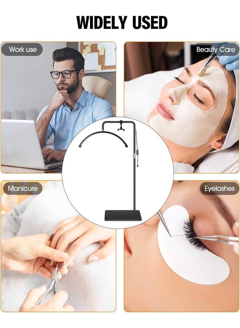 LED Floor Lamp Half Moon Design Eyelash Curling Lamp with Mobile Phone Holder, Adjustable Brightness and Height for Home and Beauty Salon HD-M8X (Multicolor) - Image 5