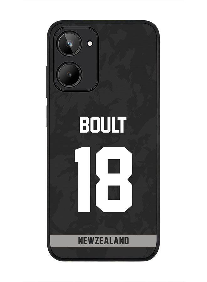 Stylizedd Cover for Realme 10 4G Case , Rugged Black Slim fit Soft Flexible Thin Protective Phone Cases - Player Name - Trent Boult, Jersey Number- 18 - Image 1