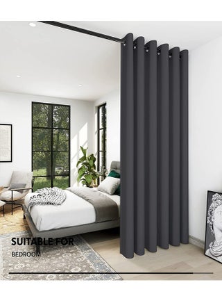 Room Divider Blackout Curtains Thermal Insulated Decor Grommet Blackout Drapes for Bedroom Dining Studio Office Grey 200x270/200x240/200x200cm - view 5