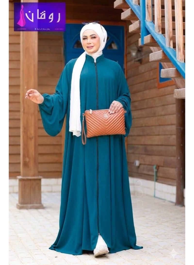 عباية كريب حرير تركي فخمة – ترند 2026 للعيد والحج والعمرة | تصميم أنيق مريح فري سايز - Image 2