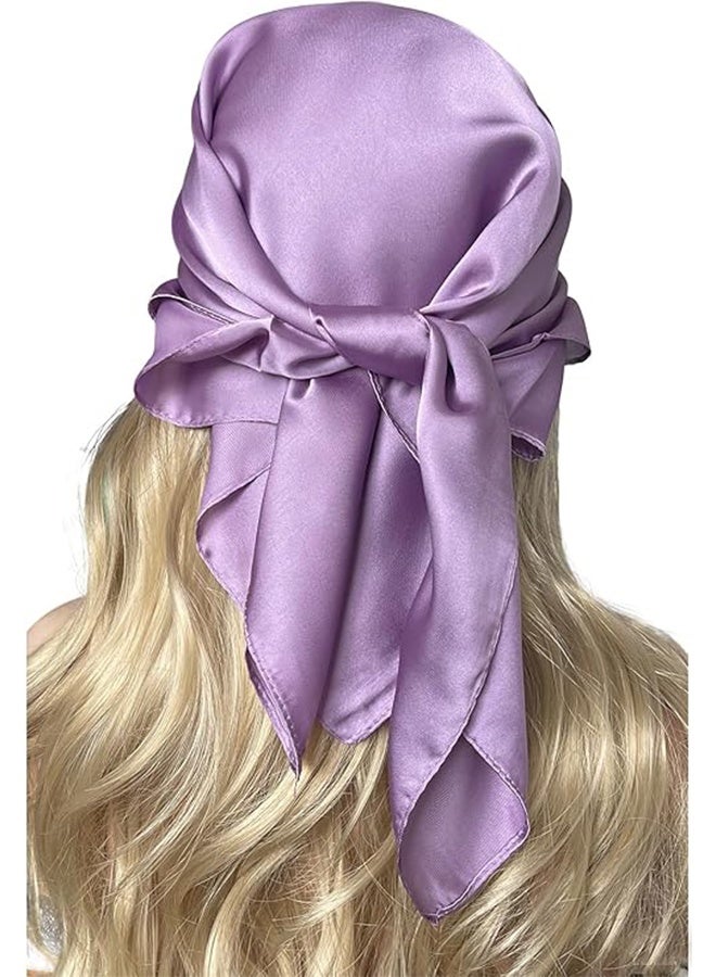 Women's Square Satin Scarf ,Bandanas Solid ,Emulation Silk ,Handbag Hair, Ribbons Necktie, Costume Accessory(70cm，purple) - Image 4
