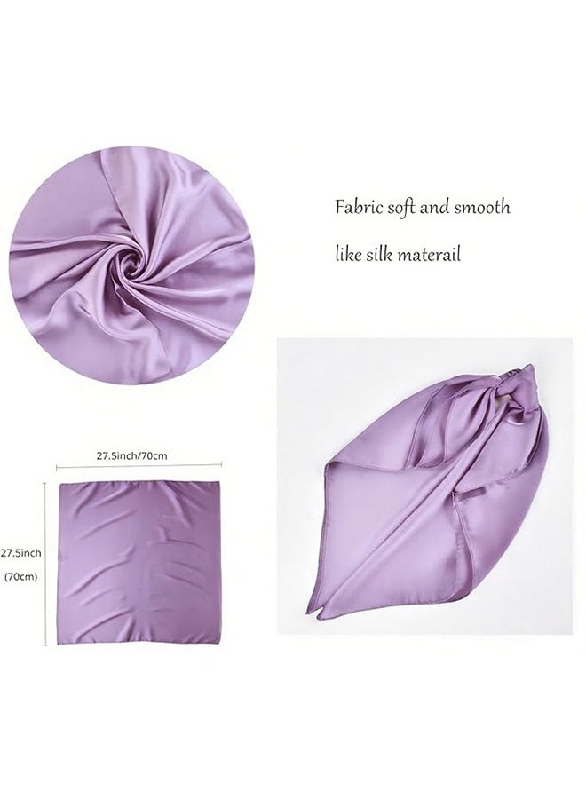Women's Square Satin Scarf ,Bandanas Solid ,Emulation Silk ,Handbag Hair, Ribbons Necktie, Costume Accessory(70cm，purple) - Image 3