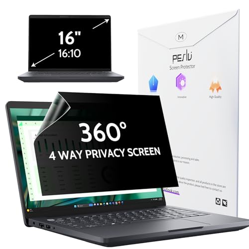 Peslv 360 4 Way Laptop Privacy Screen for 16 Inch 1610 Aspect Ratio Computer Monitor Anti Glare Blue Light Spy Filter Private Cover BubbleFree Black Security Protector - Image 1