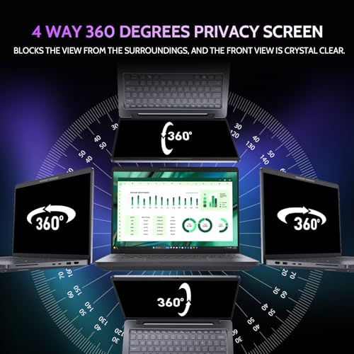 Peslv 360 4 Way Laptop Privacy Screen for 16 Inch 1610 Aspect Ratio Computer Monitor Anti Glare Blue Light Spy Filter Private Cover BubbleFree Black Security Protector - Image 3
