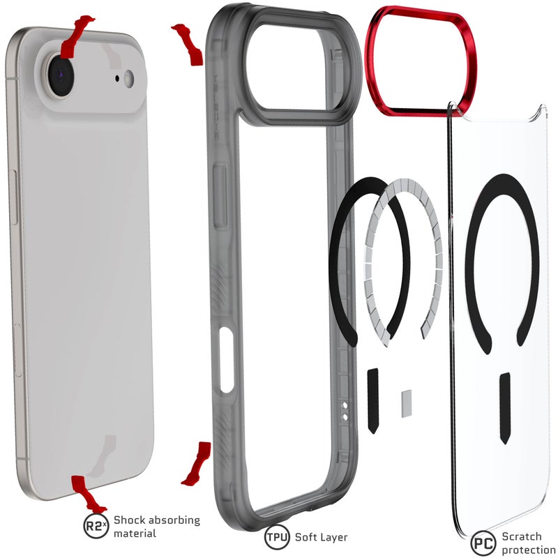 Ghostek Covert Clear iPhone 17 Air Case - Compatible with MagSafe Accessories, Shockproof Silicone, Minimalist Phone Cover (6.6 Inch, Smoke) - Image 5