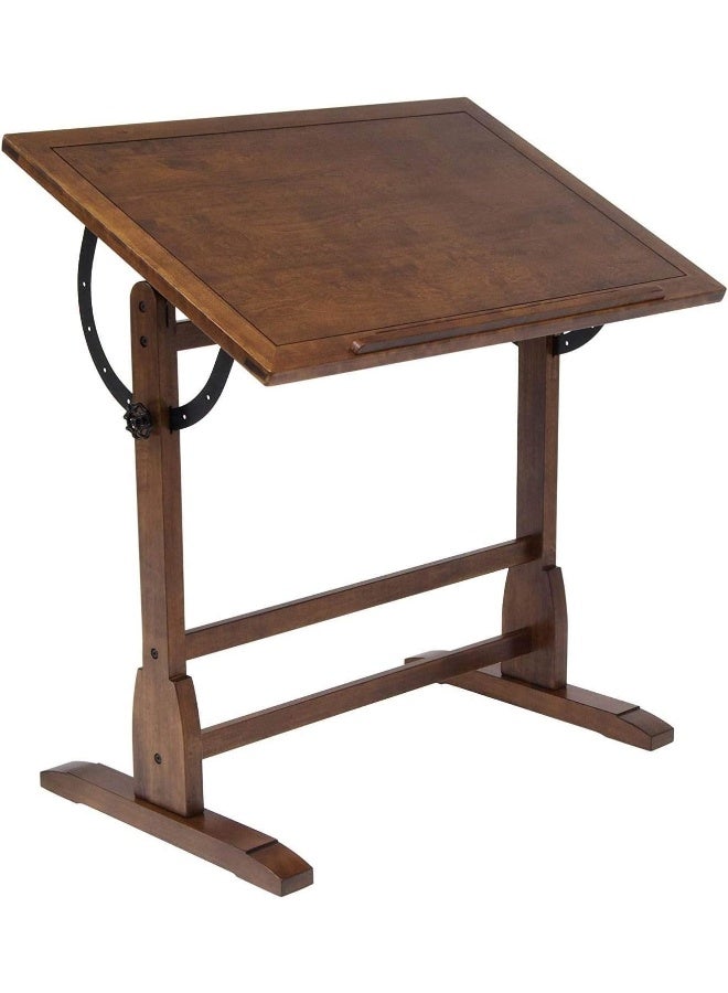 SD STUDIO DESIGNS Vintage Rustic Oak Top Adjustable Drafting Craft Drawing Hobby Table Writing Studio Desk 36''W x 24''D - Image 1
