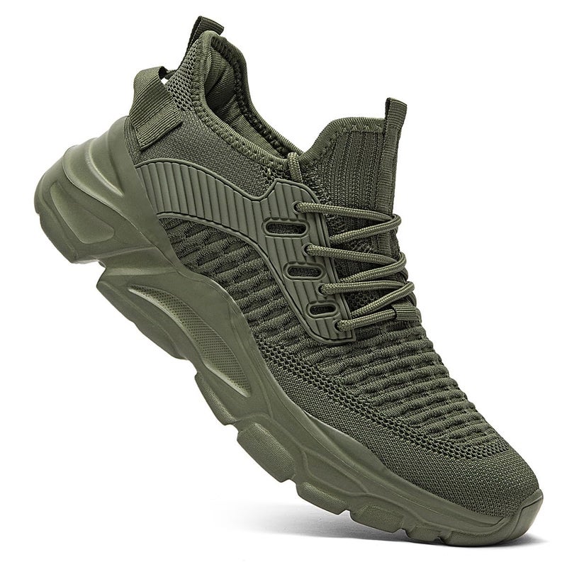 Kapsen Men's Slip on Running Walking Shoes Tennis Sneakers Lightweight Breathable Casual Soft Sole Comfort Work Gym Trainers Green - Image 3