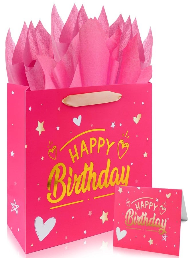 Yixiang Birthday Gift Bags,13 Inches Birthday Gift Bag with Tissue Paper and Greeting Card for Women,Girls - Image 1