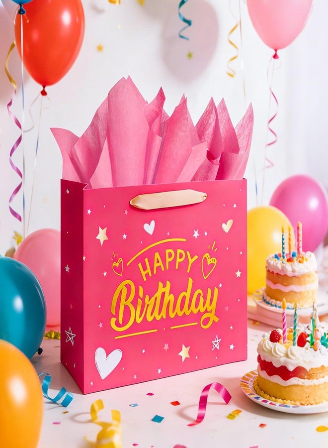Yixiang Birthday Gift Bags,13 Inches Birthday Gift Bag with Tissue Paper and Greeting Card for Women,Girls - Image 5