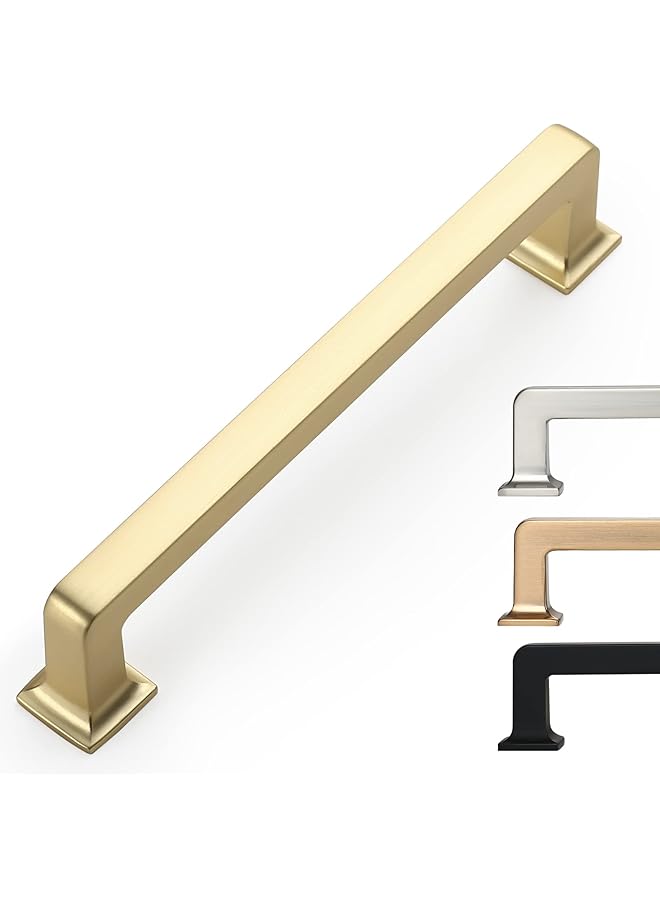 promass 5 Inch 10 Pack Brushed Brass Cabinet Pulls Kitchen Cabinet Handles Kitchen Cabinet Hardware Kitchen Handles for Cabinets Cupboard Handles Gold Pulls for Cabinets - Image 1