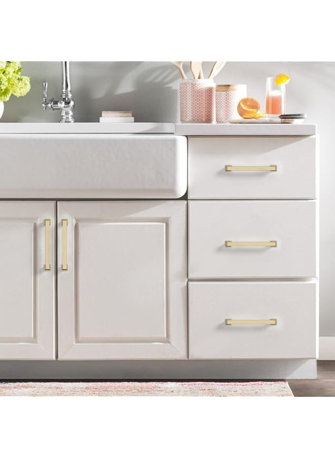 promass 5 Inch 10 Pack Brushed Brass Cabinet Pulls Kitchen Cabinet Handles Kitchen Cabinet Hardware Kitchen Handles for Cabinets Cupboard Handles Gold Pulls for Cabinets - Image 4