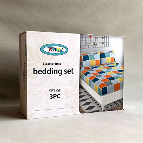 KAWI Cotton Feel 200TC Double Bedsheet Queen Size 78x60 Inches with Elastic Fitting with 2 Pillow Covers (Provide fits up to 8 Inch Mattress) - Black Colour - Image 5
