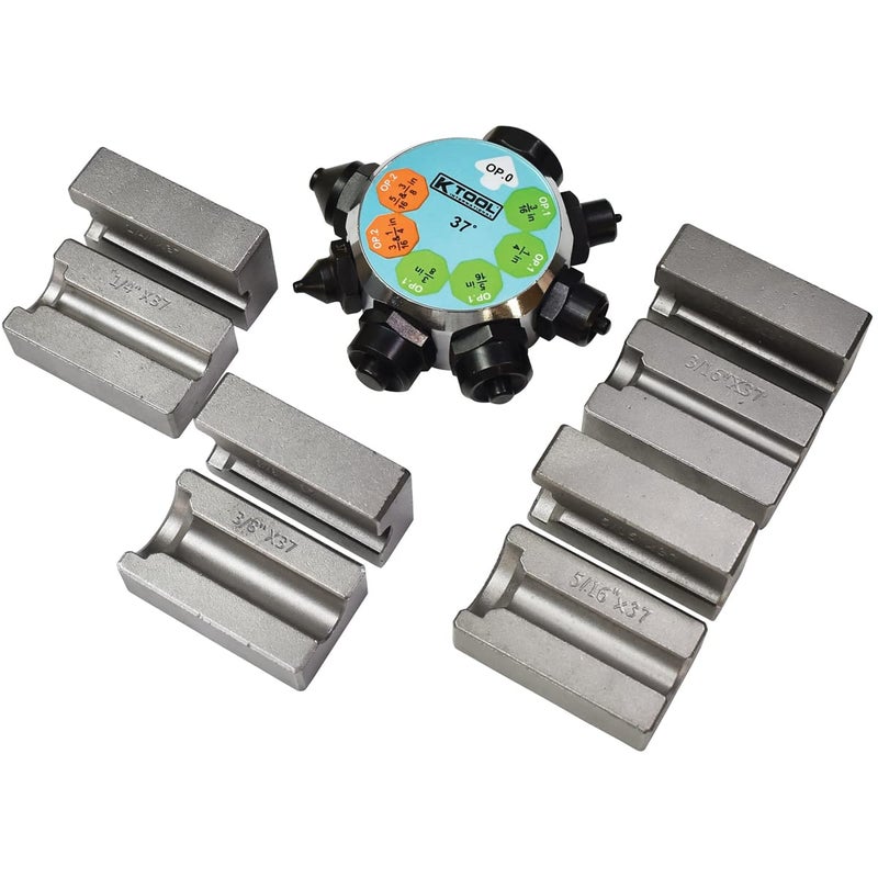 K Tool International 70083 37 Degree Brake Flaring Die Set for Garages Repair Shops DIY 316 14 516 38 Brakes Transmissions Power Steering Lines 1 Turret 7 Adapters 4 Tube Retainers