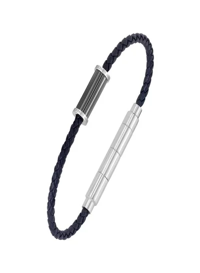 CERRUTI 1881 Marcello Black Braided Leather Bracelet for Men 180mm