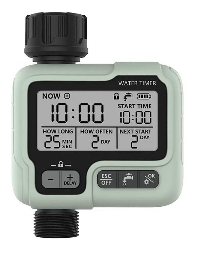 1 pcs Digital Watering Timer,IPX5 Waterproof Outdoor Hose Timer,Irrigation/Sprinkler Timer for Garden/Lawns/Patio/Farm,Automatic/Manual Watering Timer with Rain Delay,Green - Image 1