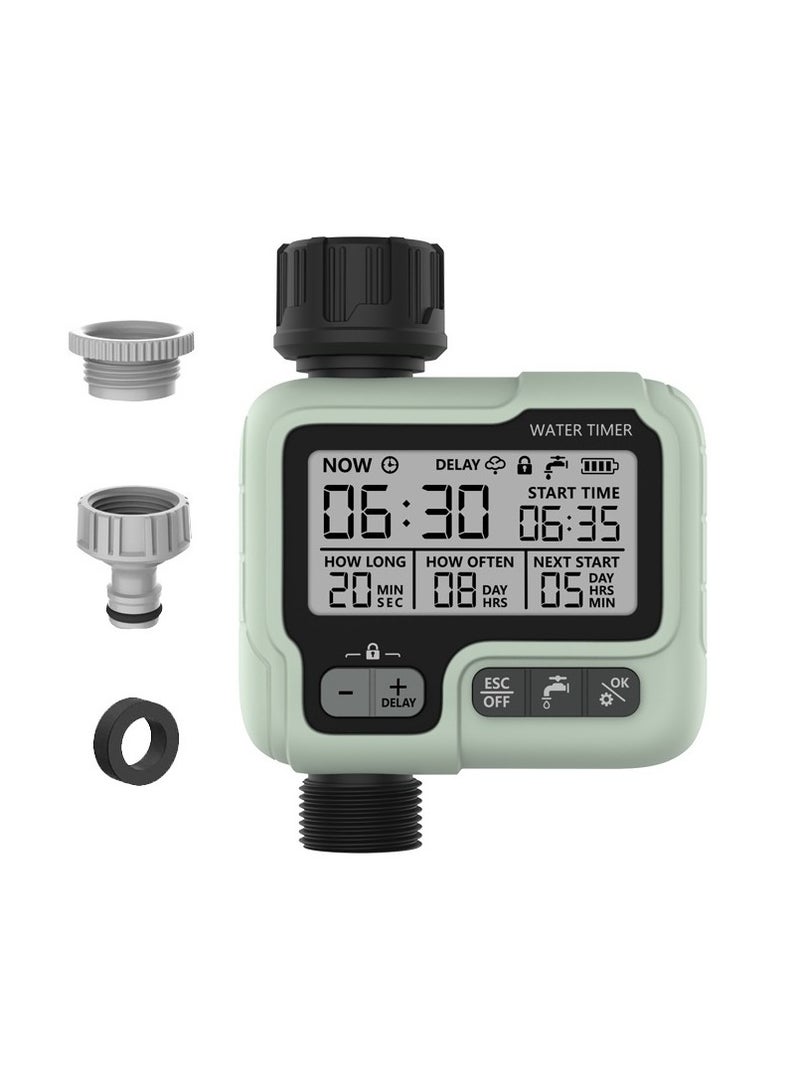 1 pcs Digital Watering Timer,IPX5 Waterproof Outdoor Hose Timer,Irrigation/Sprinkler Timer for Garden/Lawns/Patio/Farm,Automatic/Manual Watering Timer with Rain Delay,Green - Image 5