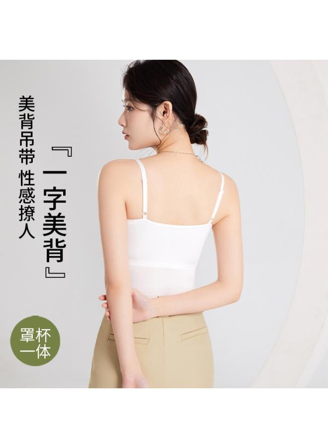 VUELO Camisole Women's Summer Thin Undershirt With Chest Pad Inner Strap Off-neck Beauty Back Underwear Flat Bottom Shirt Outer Wear  - Image 3