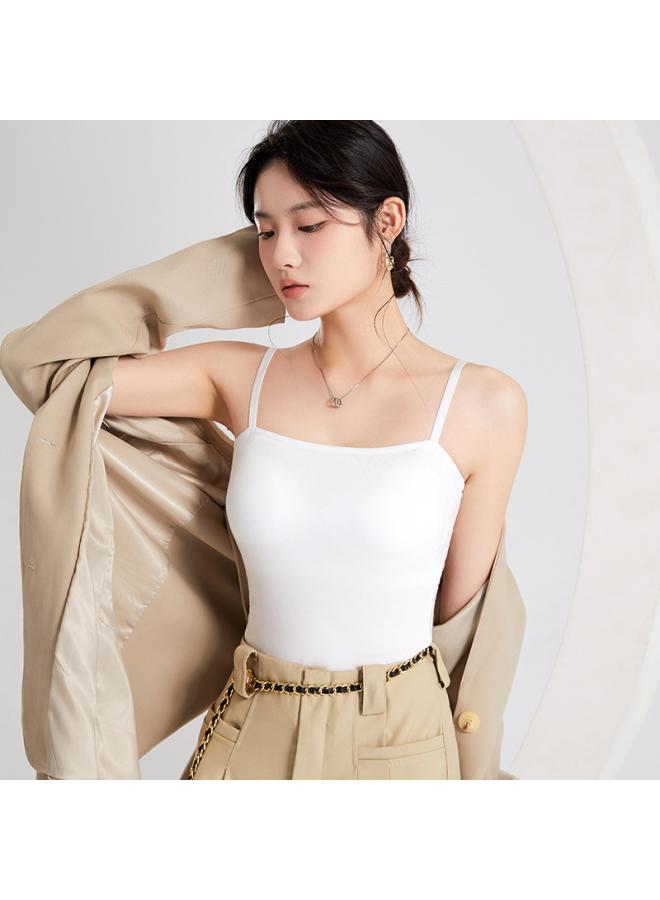VUELO Camisole Women's Summer Thin Undershirt With Chest Pad Inner Strap Off-neck Beauty Back Underwear Flat Bottom Shirt Outer Wear  - Image 2