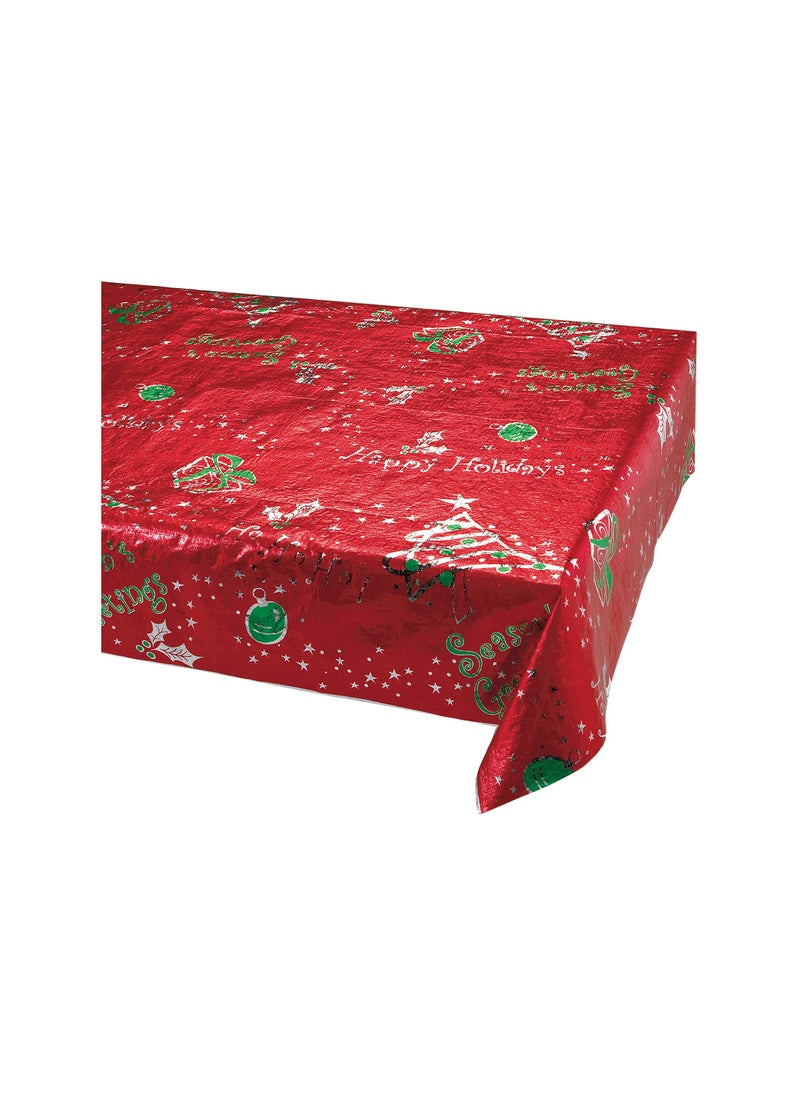 CREATIVE CONVERTING Creative Converting 39132 Metallic Christmas Print Plastic Tablecloth 