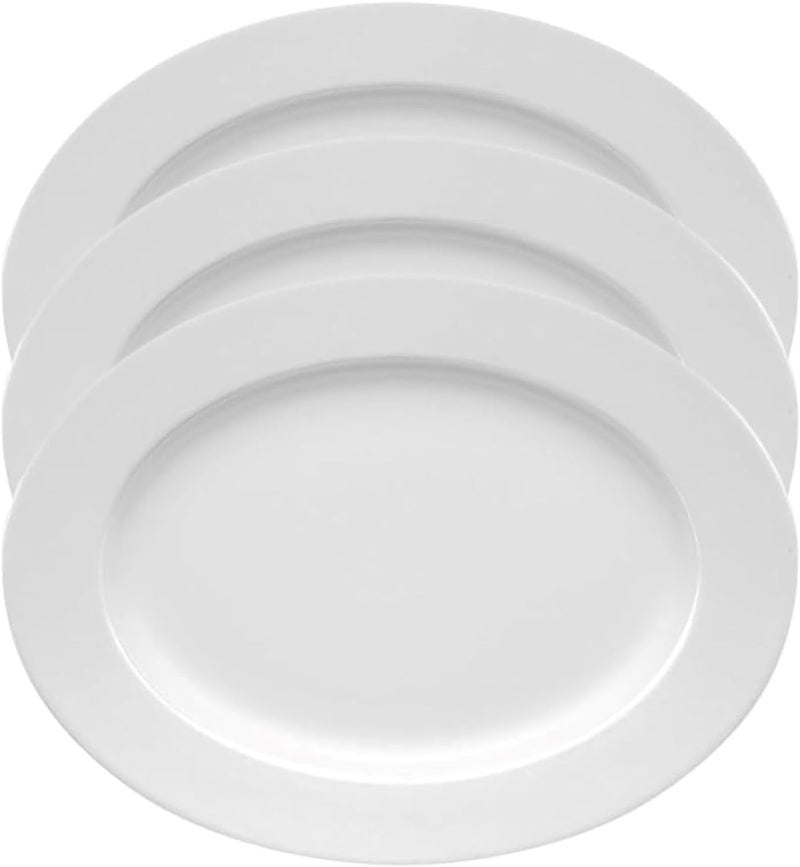 Mn 3 Piece Melamine Oval Serving Platter White, Easy to Store, Durable, Shatterproof and Dishwasher Safe Multiple Sizes | Break-resistant Melamine Oval Serving Plate (35 * 24cm) - Image 1
