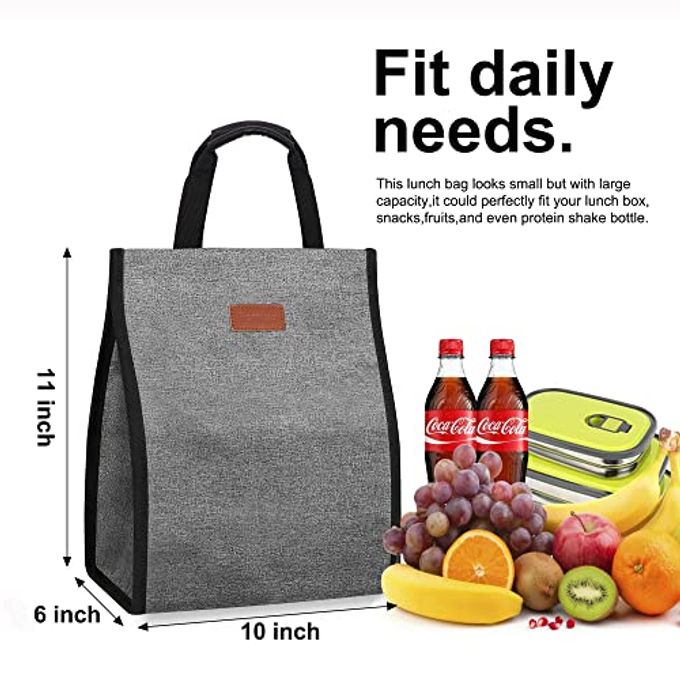 Femuar Lunch Bags for Women Insulated Reusable Lunch Tote with Internal Pocket, Lunch Tote bag for Work (Grey - Image 5