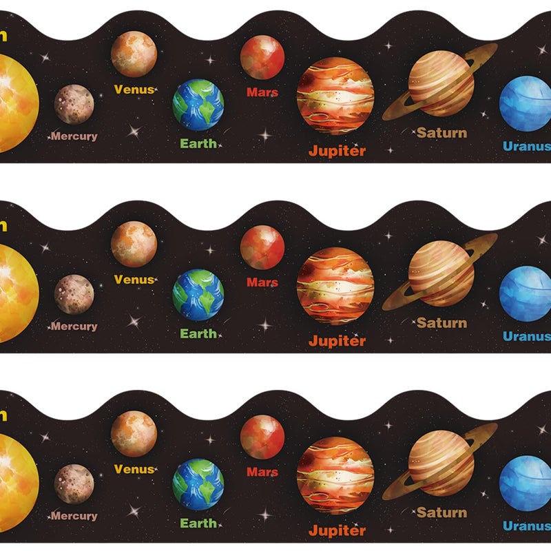 Fancy Land Space Bulletin Board Border Outer Space Planet Borders for Bulletin Board Solar System Trim Borders for Back to School Classroom Decorations Science Decor Supplies 36ft - Image 3