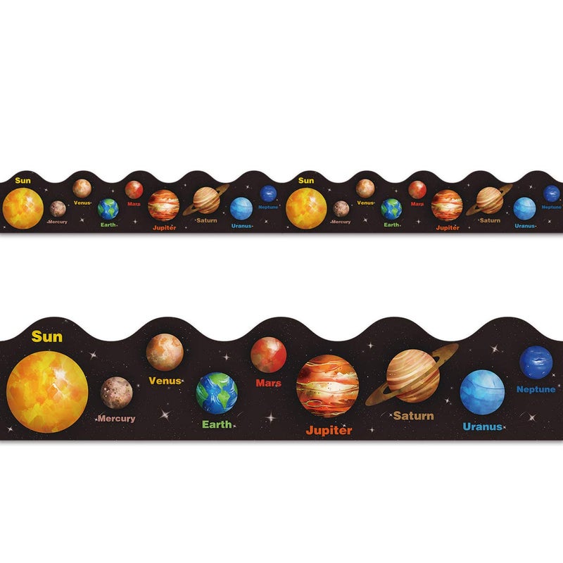 Fancy Land Space Bulletin Board Border Outer Space Planet Borders for Bulletin Board Solar System Trim Borders for Back to School Classroom Decorations Science Decor Supplies 36ft - Image 1